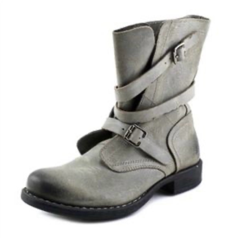 DIBA TRUE Joyce Gray Leather Moto Slouch Boot | Size 9.5